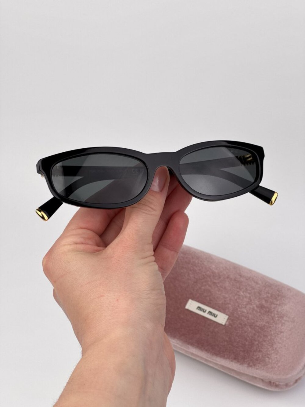 Miu Miu Women’s Sunglasses Black Grey Rectangle Frames MUA06S 16K08Z NEW